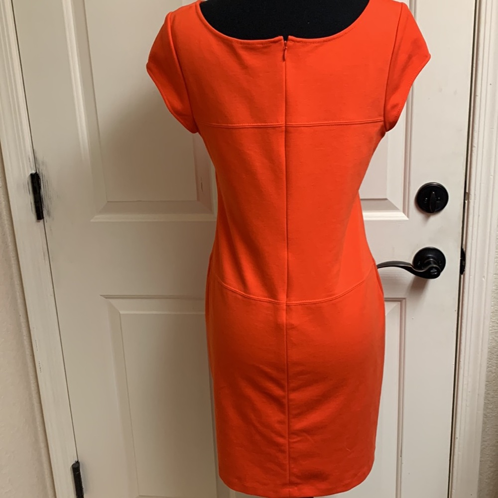 Banana Republic Size 10 Orange Dress. 72% Polyester, 23% Rayon, 5% Spand… - Picture 7 of 9